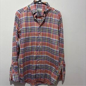 ETON Orange Blue Button Down Slim Size 15.5